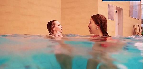  Three hot horny girls swim together